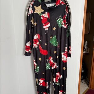 Festive‎ Santa Print Black Onesie